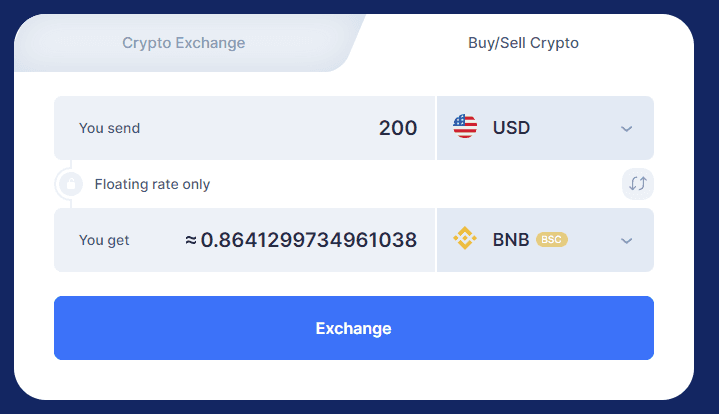 Buy BNB on Simpleswap