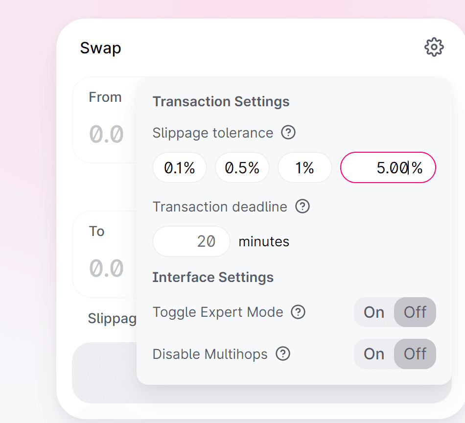 Adjust slippage on uniswap