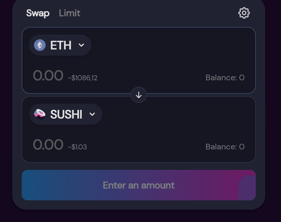 swap tokens on sushiswap