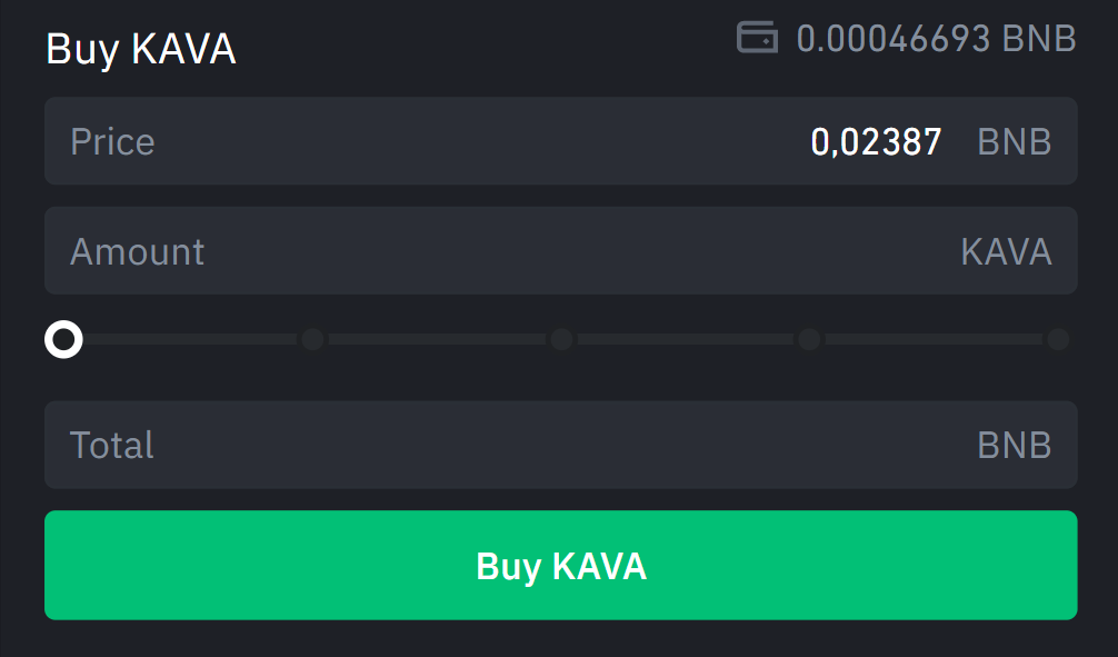 Buying KAVA on Binance