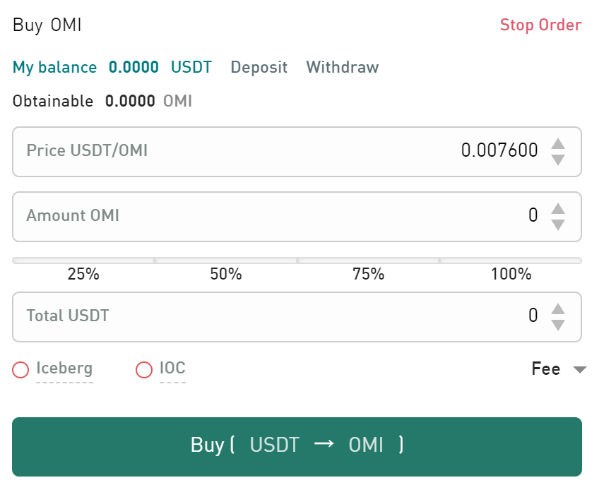 Convert USDT to OMI on Gate.io