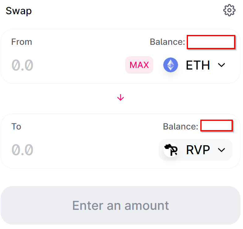 Convert ETH to RVP on Uniswap