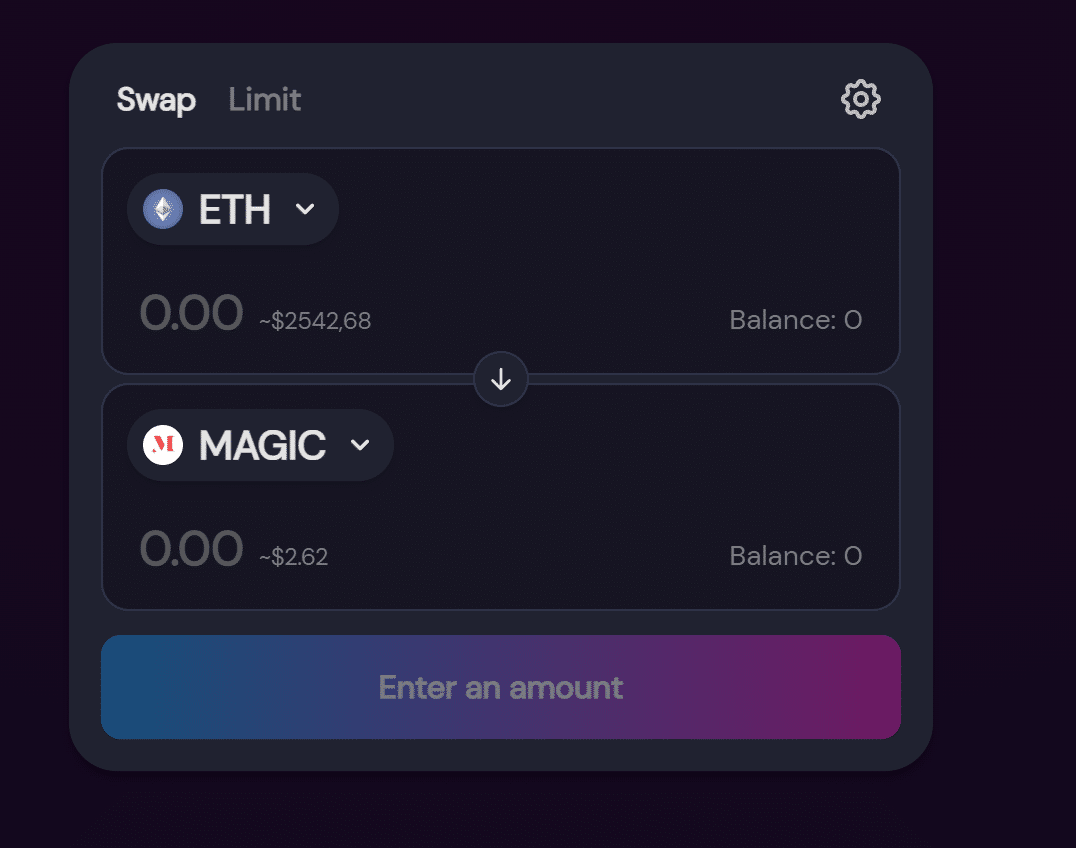 Swap ETH for Magic