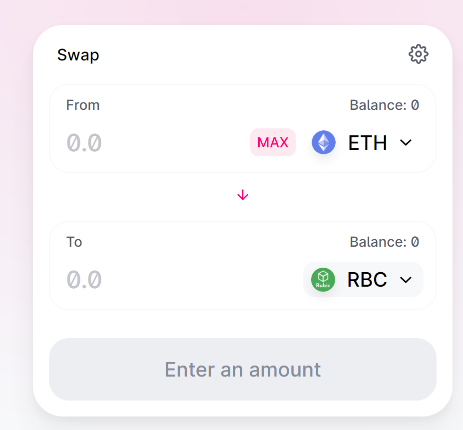 Convert ETH to RBC on Uniswap