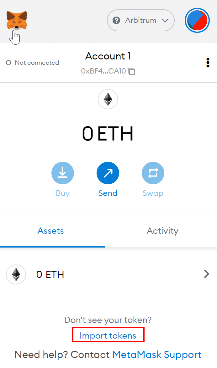 Import Token to Metamask