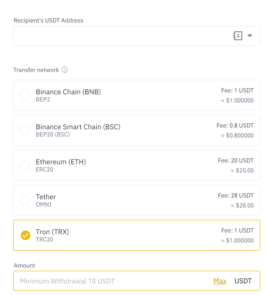 Send USDT to Gate.io from Binance