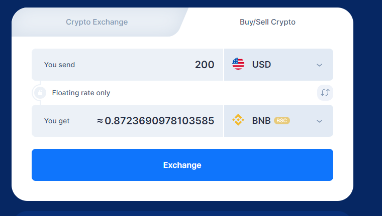 Buy BNB on Simpleswap