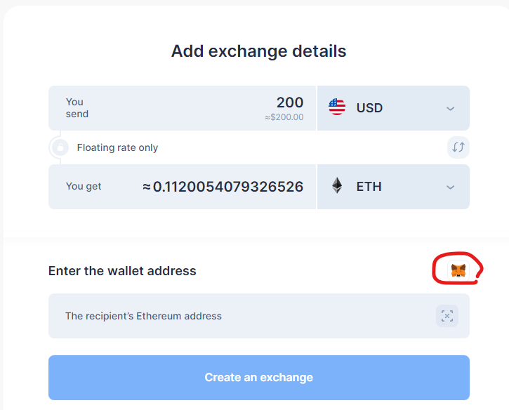 Buy ETH on Simpleswap