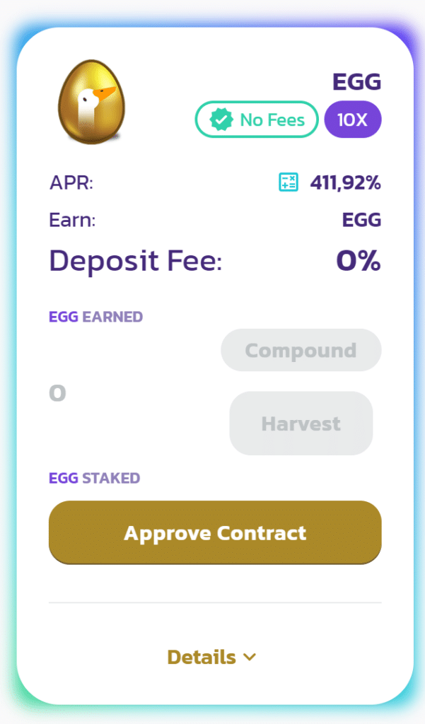 Stake EGG on Goose Finance